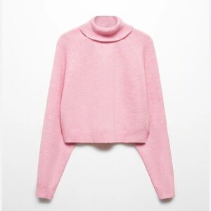 MNG Mango Pink Turtleneck Sweater Womens Size 2XS Crop Long Sleeves XXS